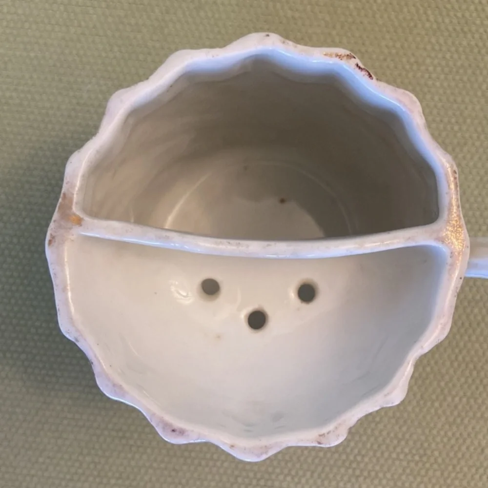 Antique shaving mug, porcelain, floral, Victorian